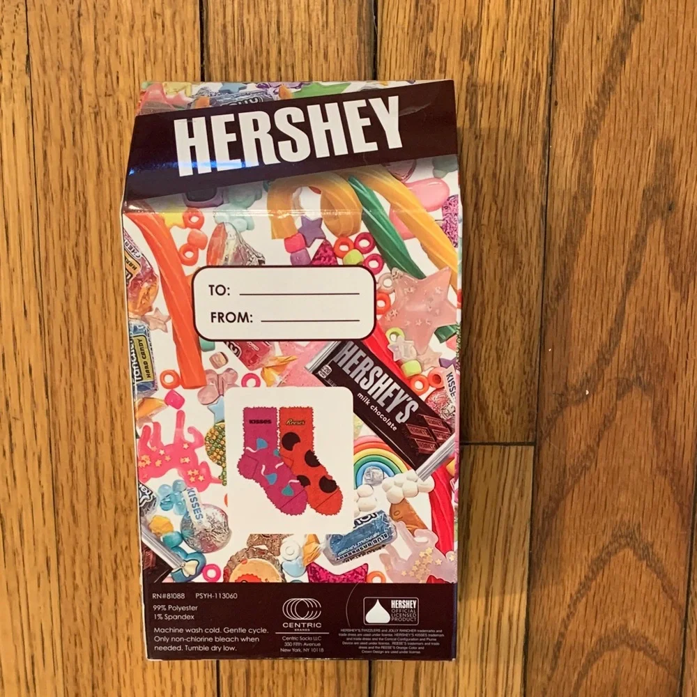 HERSHEY Pink & Orange Branded Home Socks - Bright Pink Kisses & Orange Reese's
